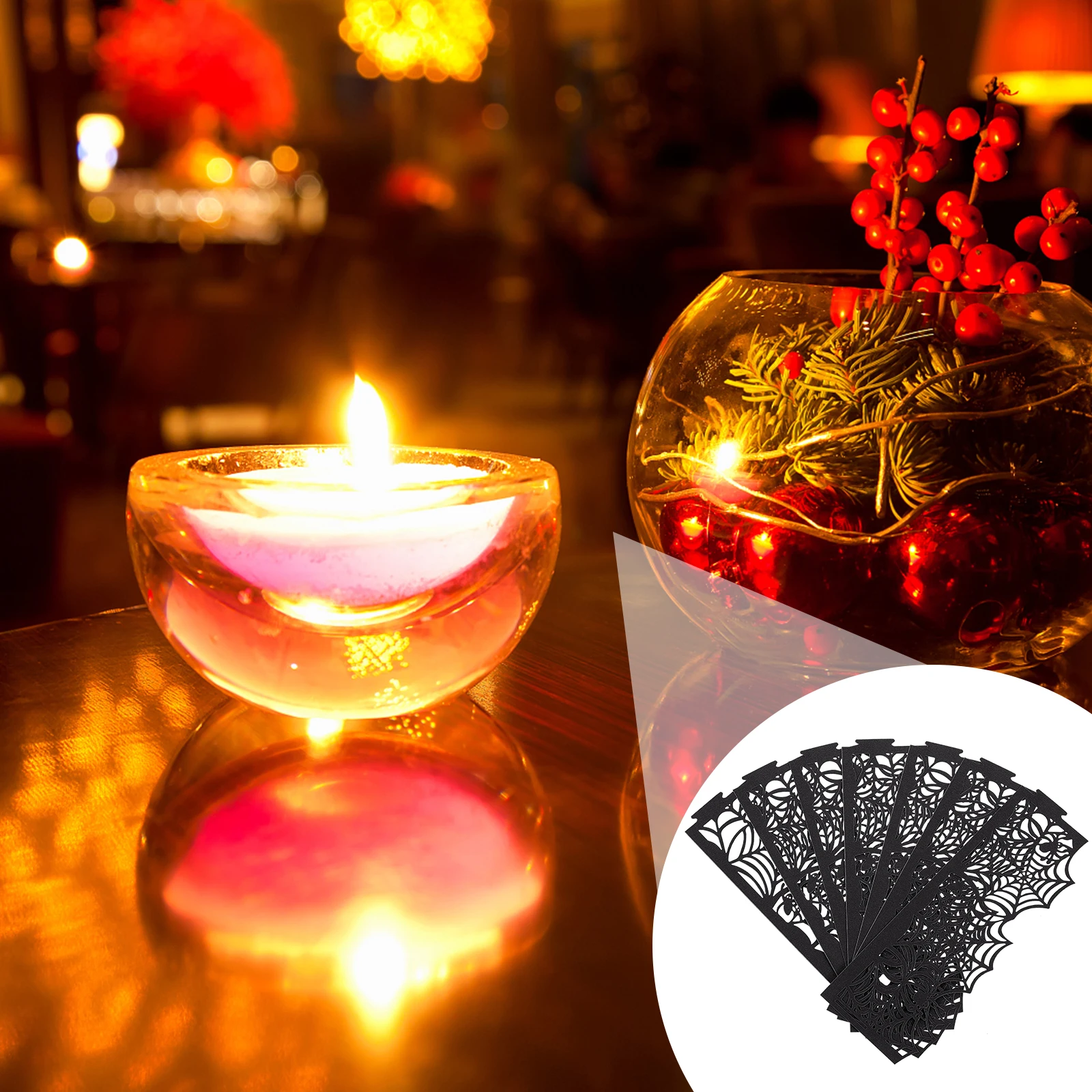 

50 Pcs Laser Hollow Lamp Cover Spiderweb Cupcake Wrapper Paper Wrappers Halloween Decor Outdoor Lampshades