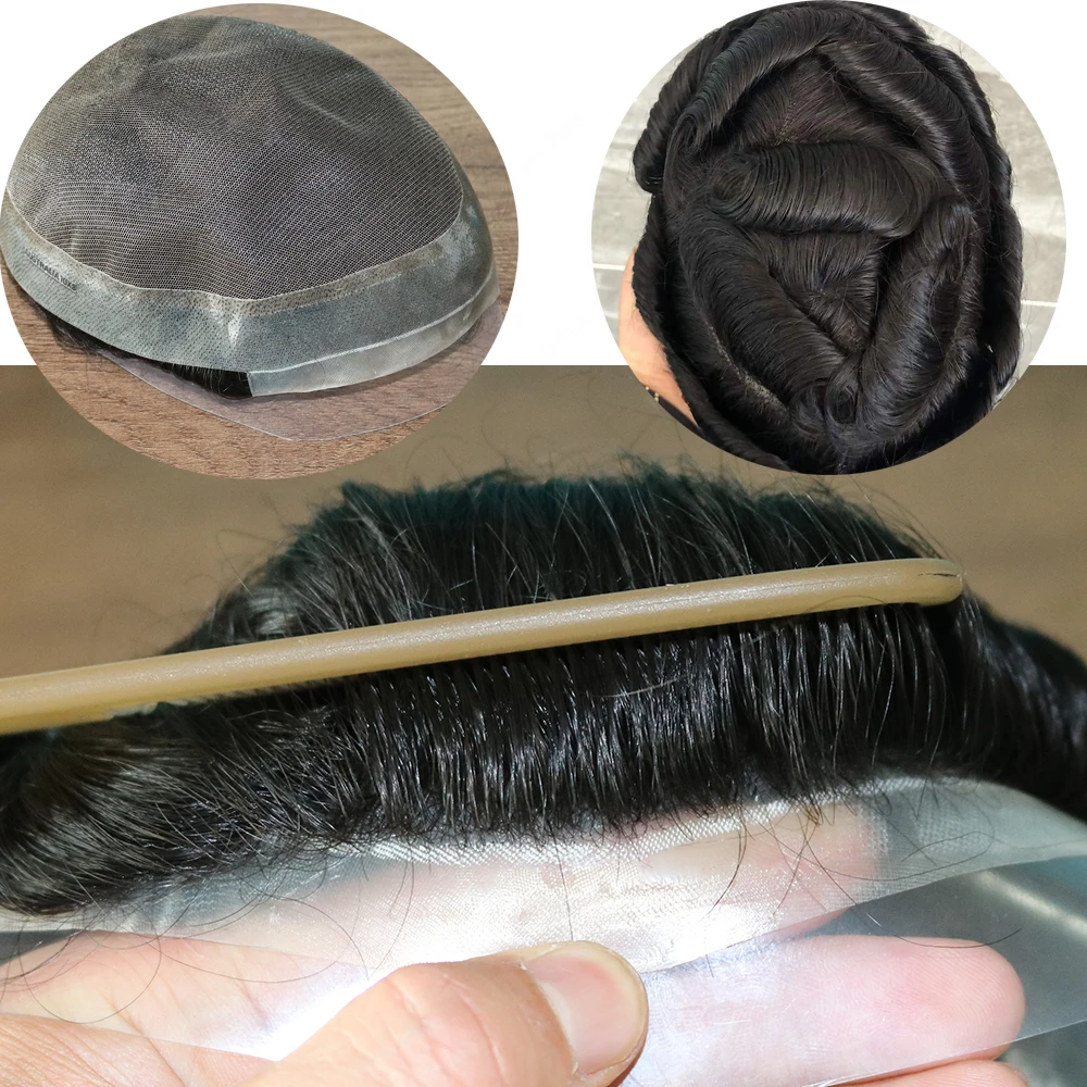 Australia Men Toupee Lace Base Pu Around Wig Male Hair Prosthesis Breathable Man Capillary Prosthesis Replacement 30mm