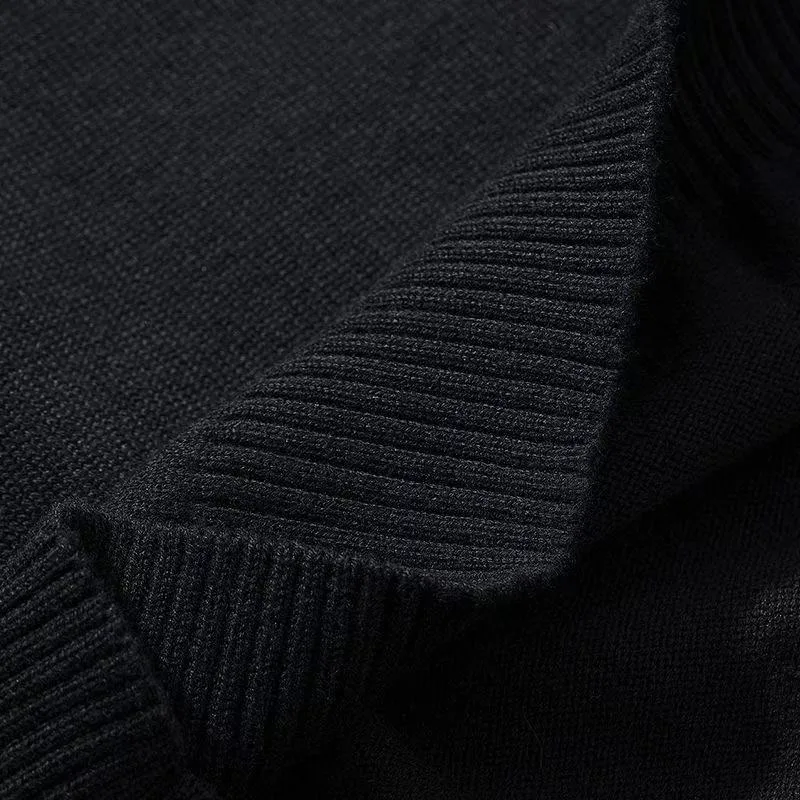 CH Herren Rollkragenpullover Einfarbiger Gestrickter Pullover Lässiger Slim Fit Warmer Weicher Strickpullover Business Casual Winter Pullover – Detail 6