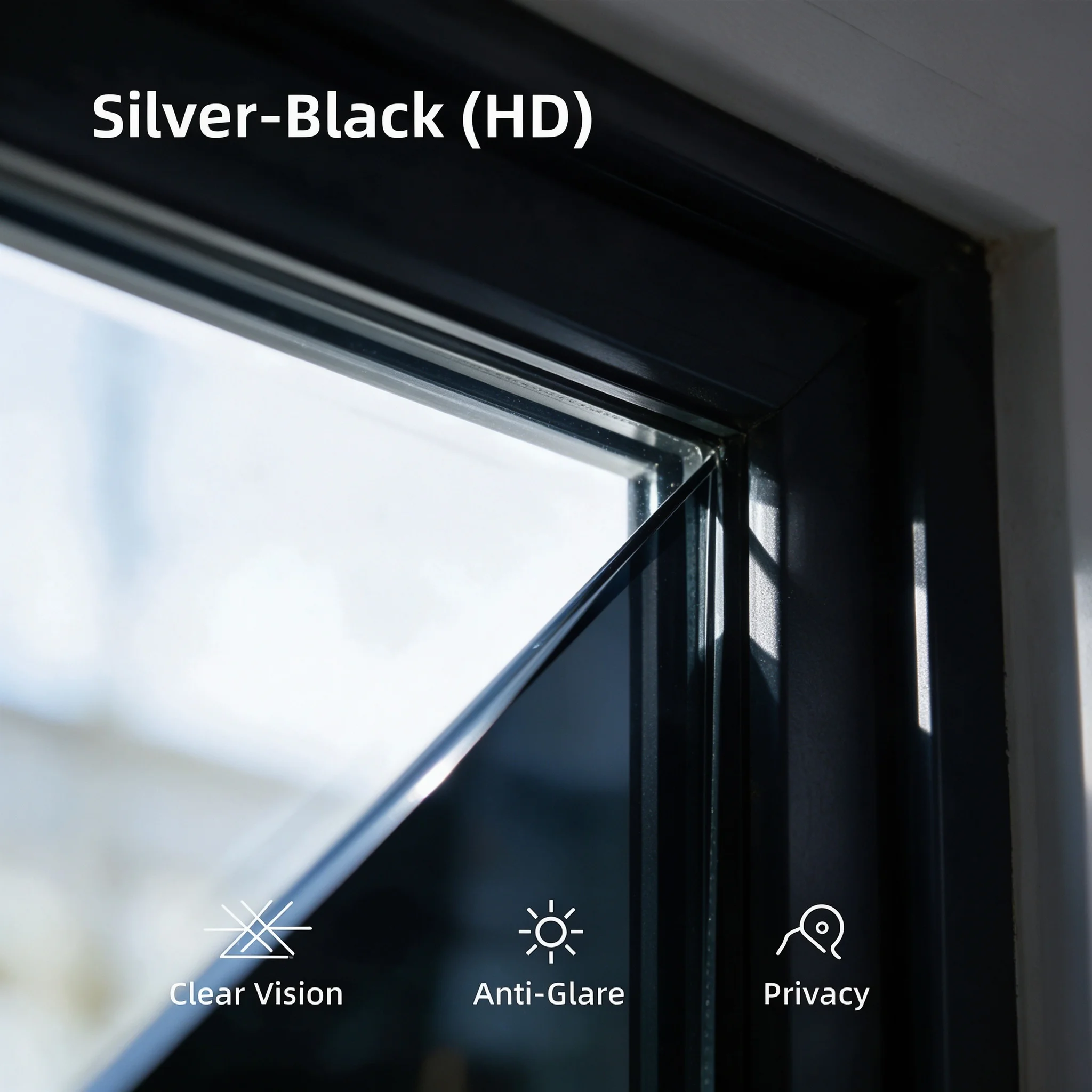 Silver Black HD Privacy Glass Tint Roll PET Material One Way Vision Anti UV Heat Blocking For Residential Office Vehicle Windows