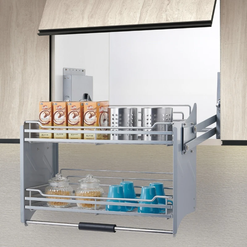 adjustable strength Hanging cabinet Wall cabinet lift Pull basket strength Lightweight multi-functional storage basket
