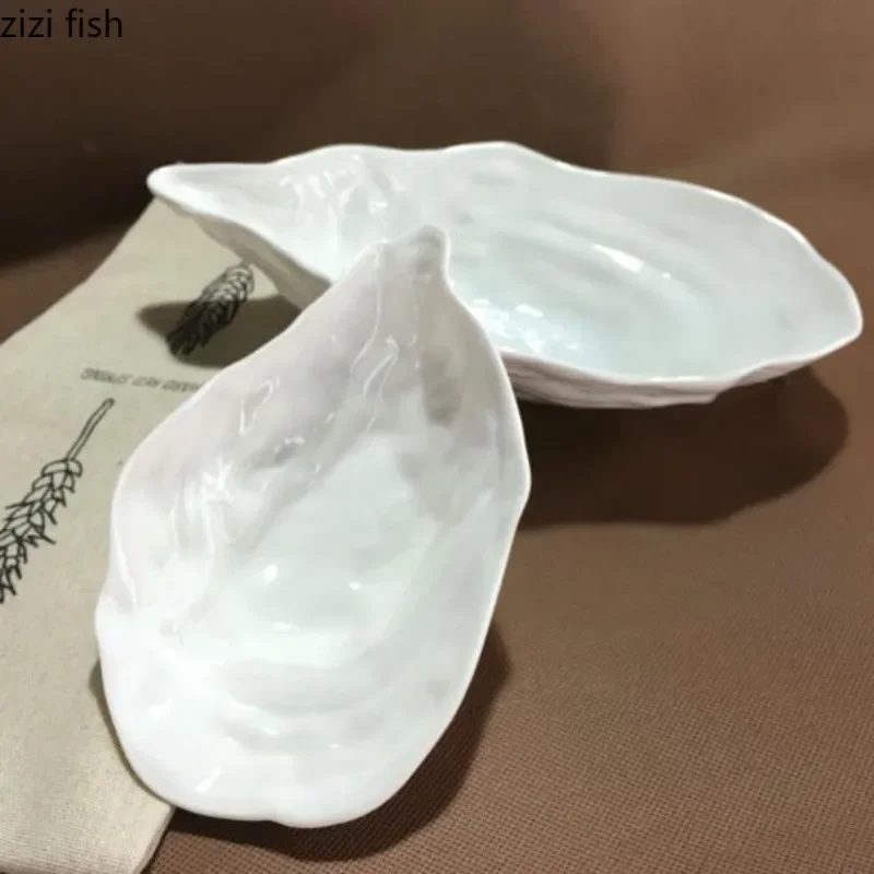Biała miska ceramiczna Oyster Zastawa stołowa hotelowa Talerz do jadalni Talerz na owoce Miska na sałatkę Miski deserowe Miski do mieszania na zimno Taca na naczynia Dim Sum