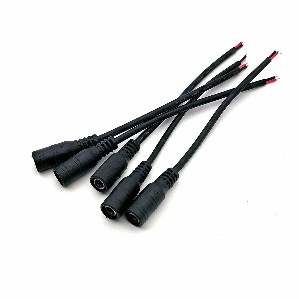 5 Stuks Zwart 5.5x2.1mm DC Plug Jack Connector Kabel Pigtail 12V Mannelijke Vrouwelijke 5.5*2.1 DC Adapter voor 5050 3528 LED Strip Licht