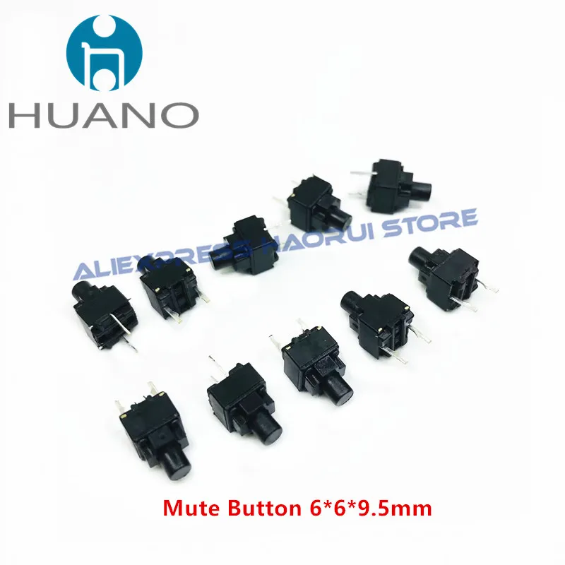 10~100Pcs HUANO Mute Mouse Button 6*6*9.5mm Silent Square Micro Switch Wireless / Wired Mouse DIP microswitch H9.5 Tact Switches