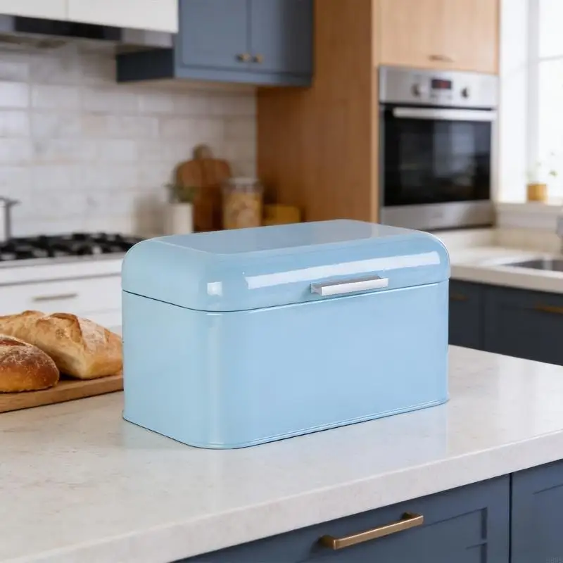 H8WB Antique Look Iron Bread Storage Storage Box Perfect For Countertop Organization Kitchen Accessories