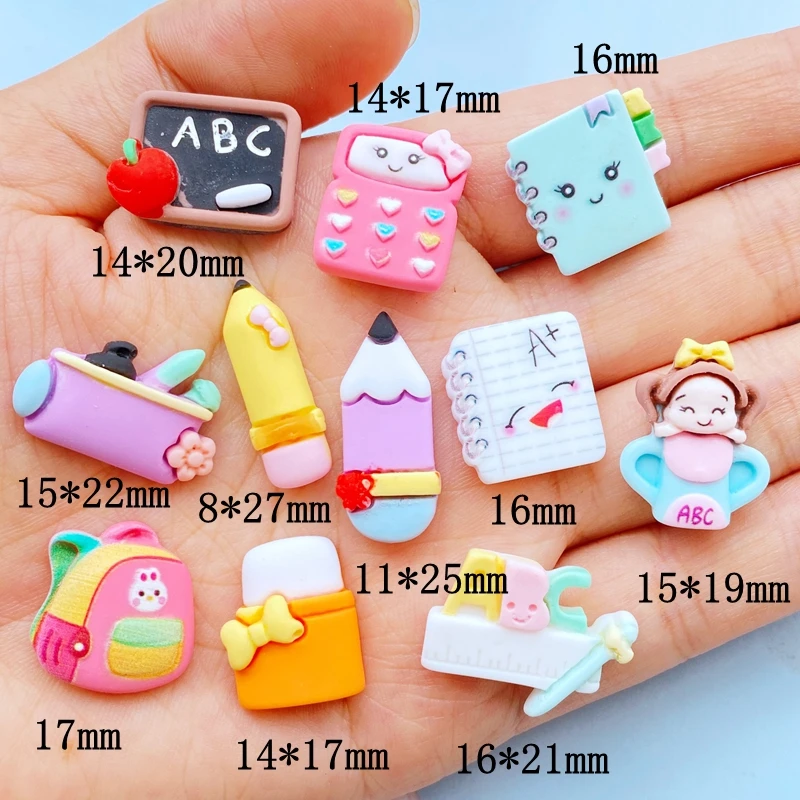 20Pcs New Cute Mini Stationery Flat  Back Resin Scrapbook Diy Wedding Hairpin Accessories Embellishments Craft