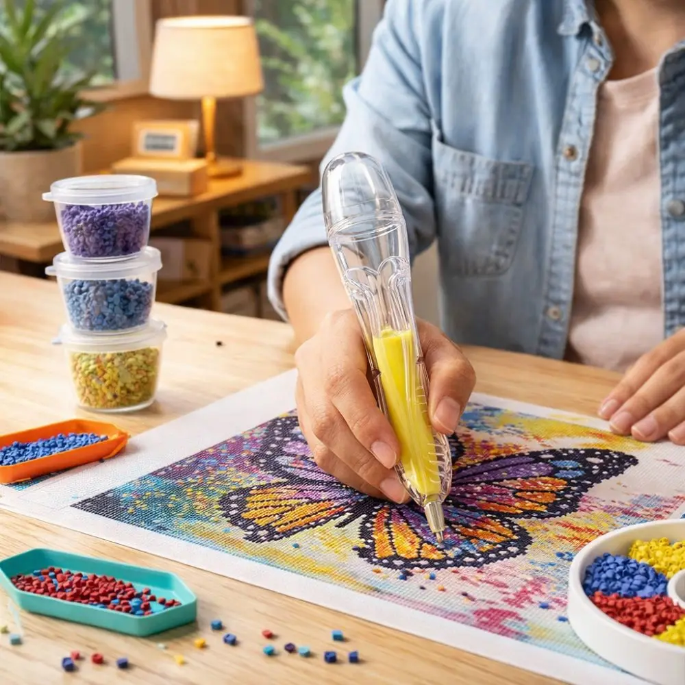 3D Pixel Puzzle Bead Positioning Pen Anti-slip with Bead Containers Fuse Beads Dispenser Jam-Free Educational Automatic Bead Pen