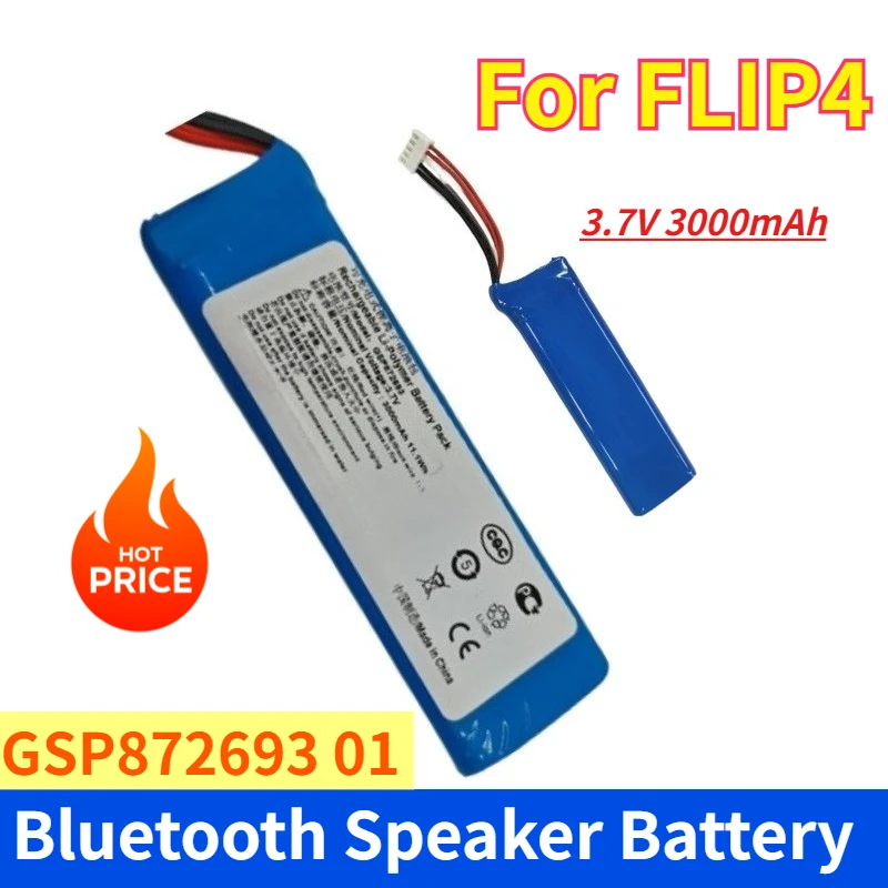 

3.7V 3000mAh Replacement Bluetooth Speaker Battery GSP872693 01 for FLIP4