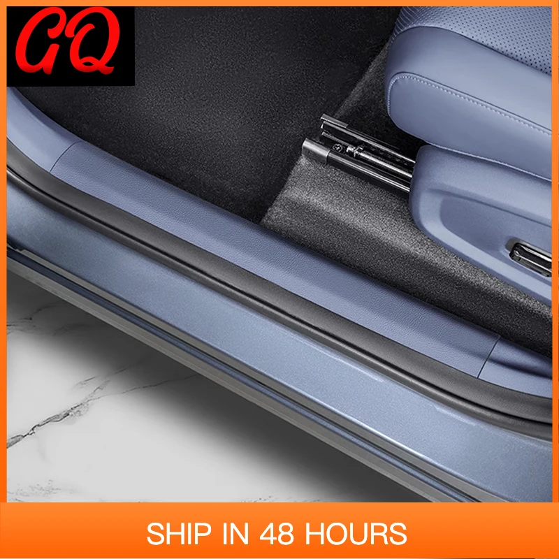 

Новинка для Geely Galaxy E5 2024 2025, пороговая полоса для двери автомобиля внутри и снаружи, кожаная декоративная защитная наклейка, аксессуары