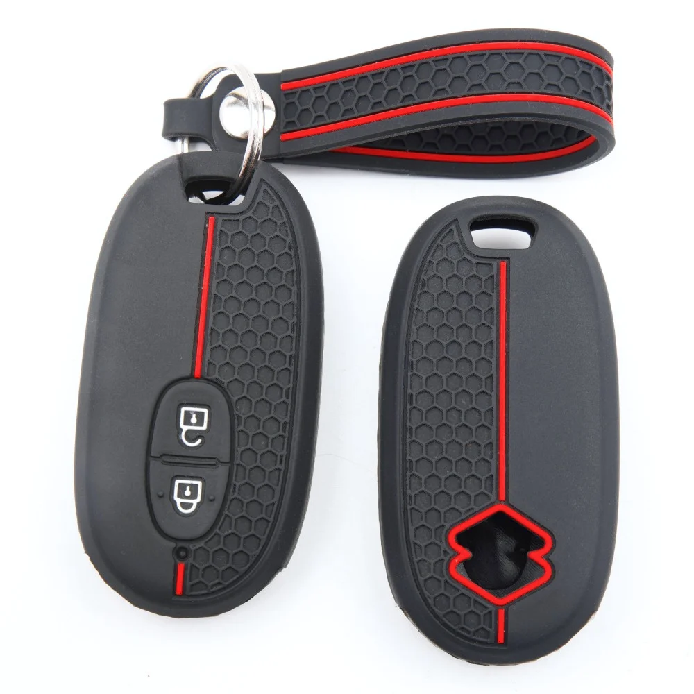 Silicone Car Key Fob Cover For Suzuki Wagon R Every Hustler Palette Solio Alto Lapin Spacia with slim wrist strap