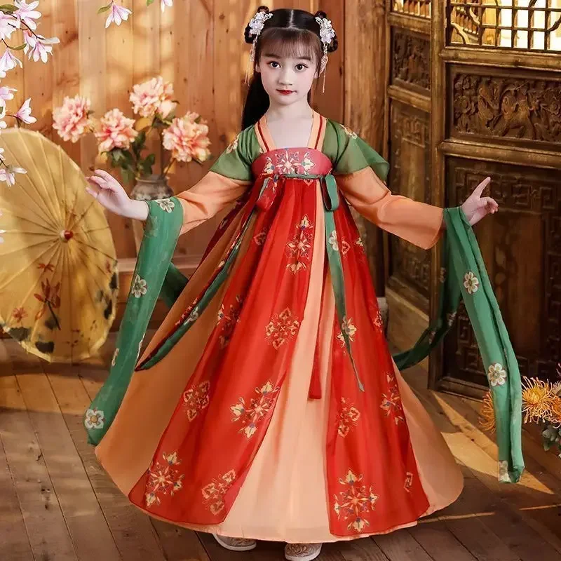 Vestido chinês hanfu para meninas, traje de ano novo, vestido antigo hanfu, carnaval infantil, fada cosplay, vestido rosa para meninas, 3-15