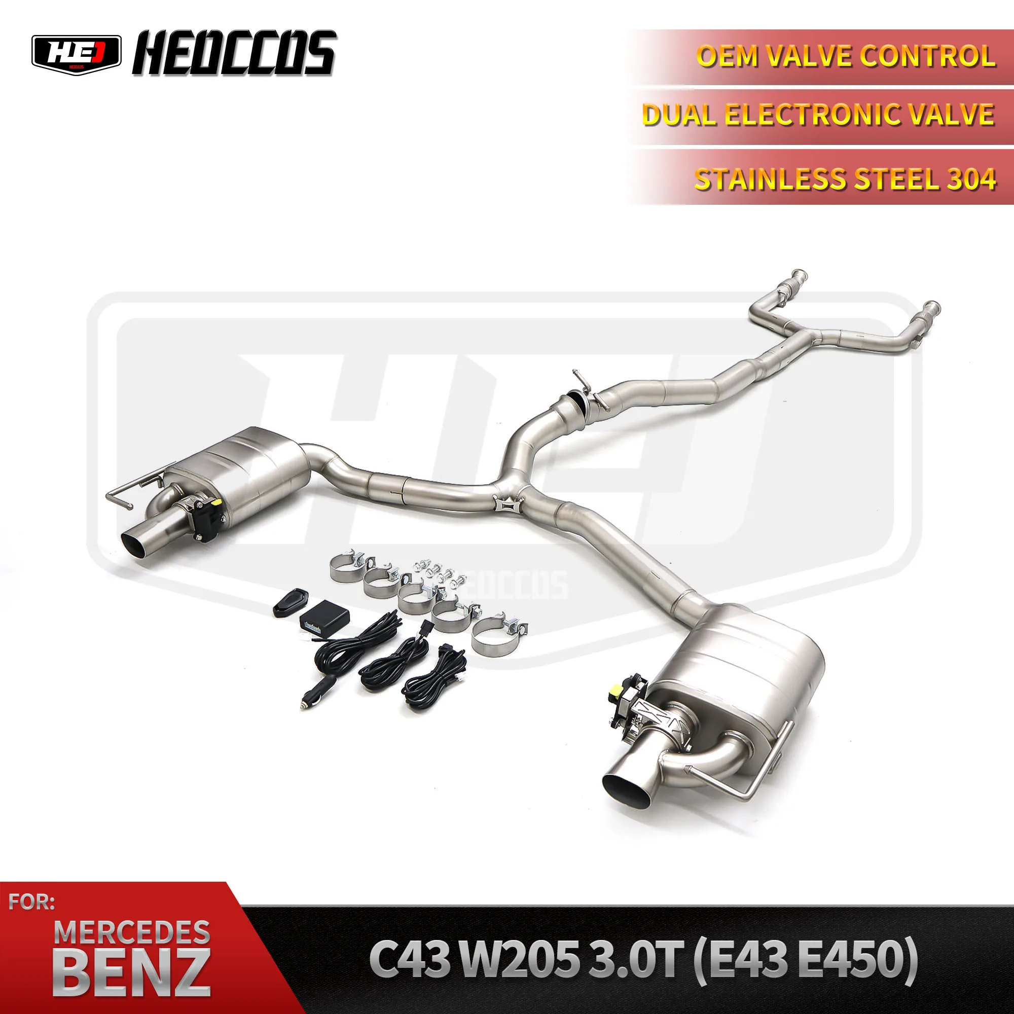 

HEO Factory Direct Sales For Mercedes Benz W205 C43 E43 AMG 3.0T 304SS Valve Muffler Remote Control Exhaust