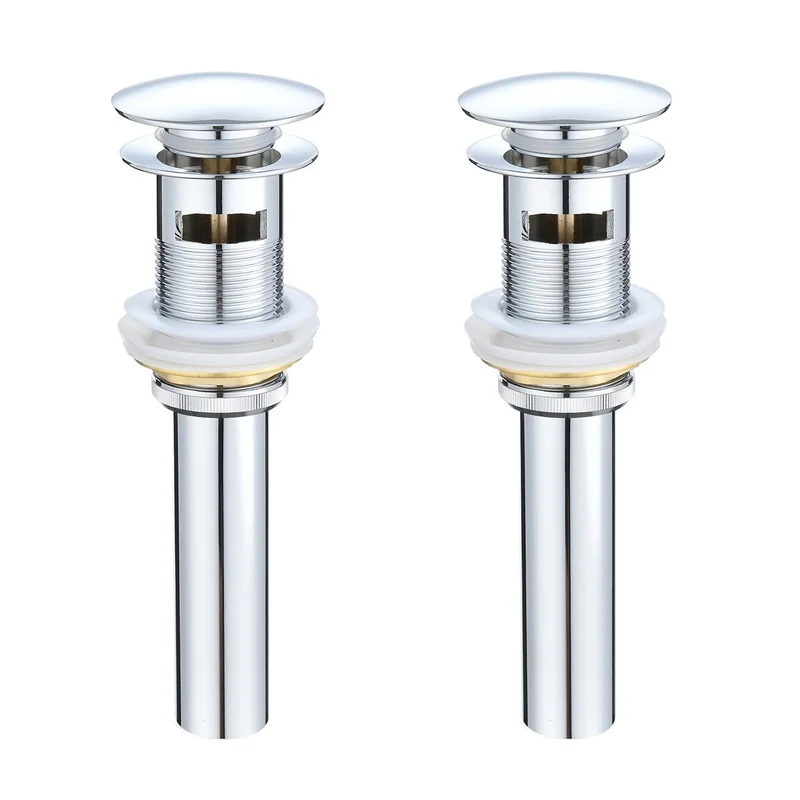 

2-Piece Bathroom Sink Drain with Overflow, Pop-Up Stopper, 304 Stainless Steel Vanity Sink Drain Assembly