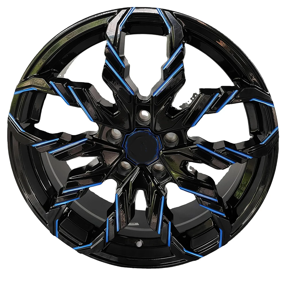 Offroad Wheel Rims 18 Inch Offset 35 Passenger Car WheelsBlack With Blue 5x114.3 Aluminum Alloy Wheels , 100% tested well