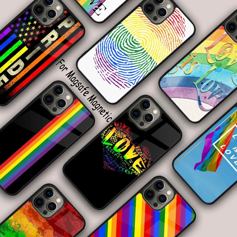 

Gay Pride Flag LGBT Magnetic Phone Case For APPLE iPhone 17 Air 16 14 13 12 Pro Max 15 Plus Wireless Charge With MagSafe Cover
