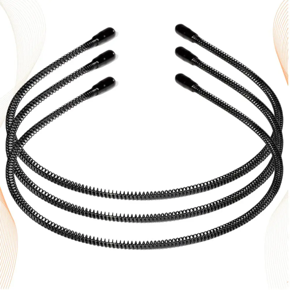 

3Pcs Anti-Slip Hairband Unisex Spiral Headband Black Invisible Hair Hoop for Exercises Face Washing Long Hair