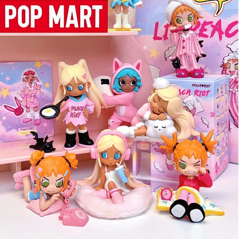 

POP MART Lil Peach Riot Sleepover Series Blind Box Doll Cartoon Anime Figure Desktop Toy Ornament Girl Birthday Christmas Gifts