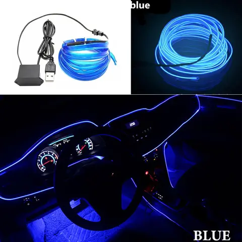 블루 자동차 인테리어 앰비언트 LED 라이트 스트립 USB 드라이버, 아우디 A3 S3 8L 8P 8V A4 S4 B5 B6 B7 B8 A5 S5 A6 S6 C5 C6 C7 A7 액세서리