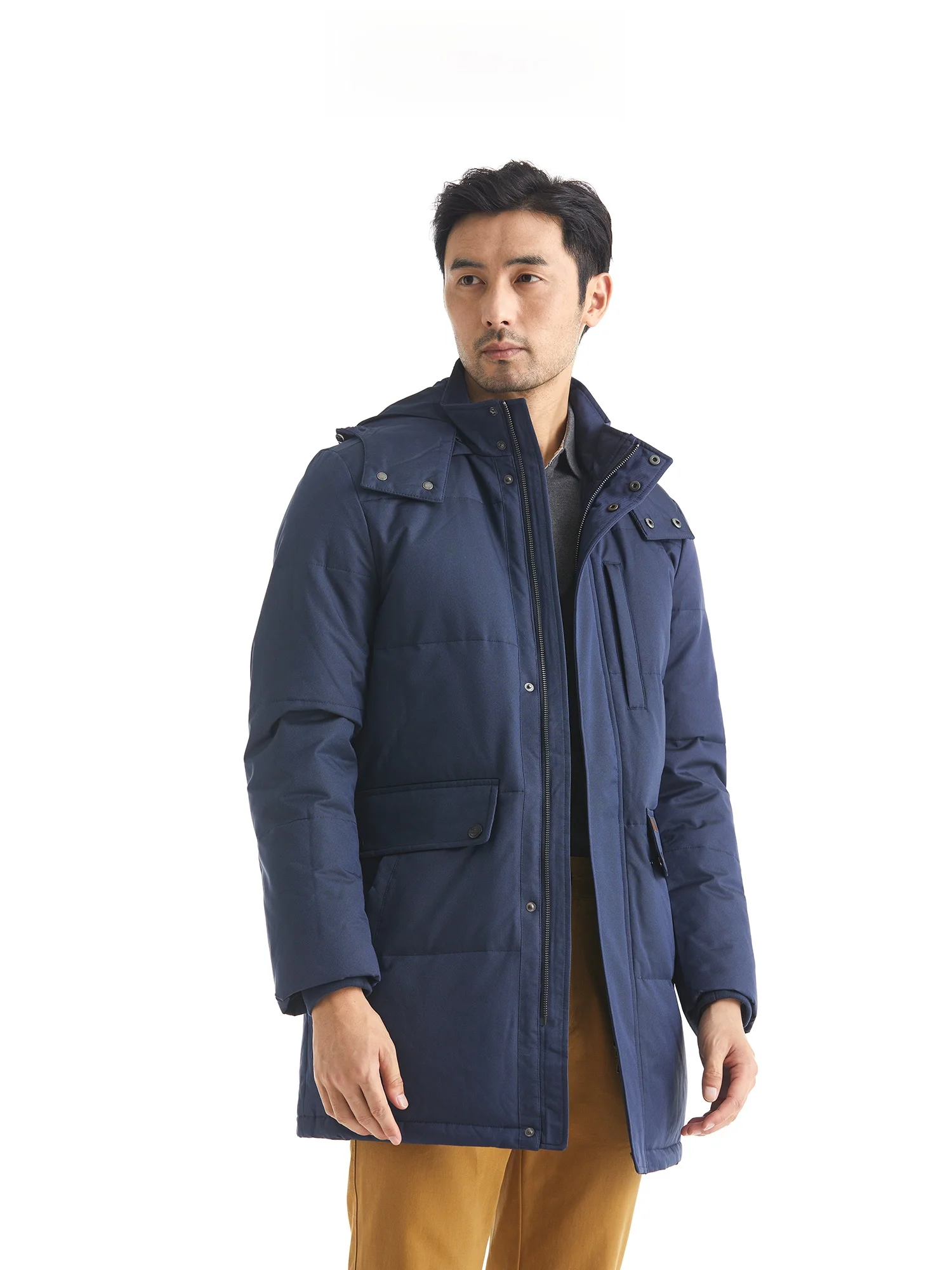 Jaqueta de Inverno Masculina London Fog, Jaqueta de Comprimento Médio, Estilo Casual, Parka à Prova de Vento, Roupa Externa Q...