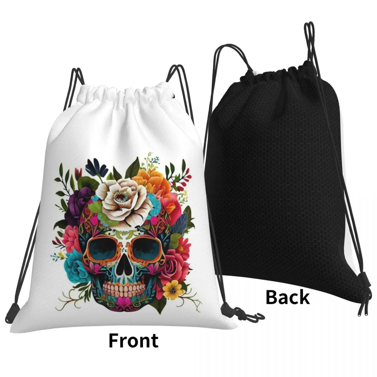 Skull Print Horror Skeleton Death Backpacks Multi-function Drawstring Bags Sports Bag Book Bags for Travel School