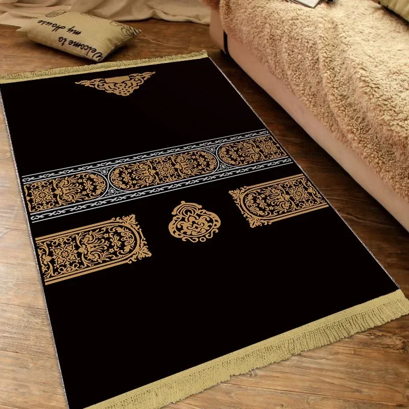 Muslim Style Prayer Rug 80x120CM Living Room Bedroom Decor Soft Islamic Carpet with Tassels Qibla Turkish Prayer Door Mat