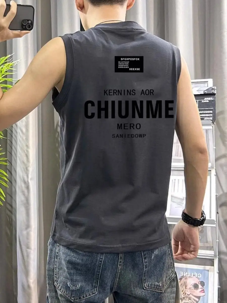 summer-cotton-vest-sleeveless-casual-loose-sports-two-piece-set-trendy-brand-american-style-clothing-hoodie-and-pants-set