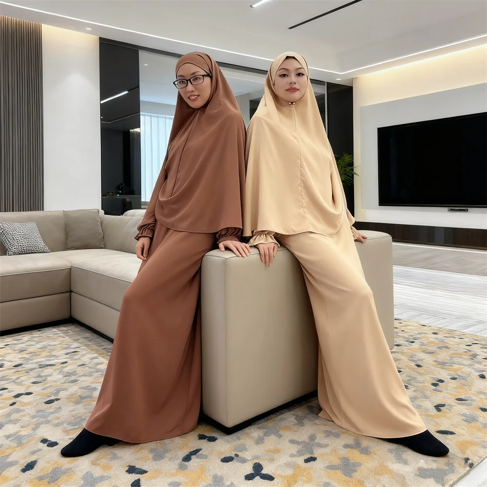 

Женский молитвенный костюм: мусульманские топы с капюшоном, платье макси, комплект из 2 предметов для Ид и Рамадана, исламский химар, никаб, бурка, хиджаб, абайя, кафтан, джеллаба