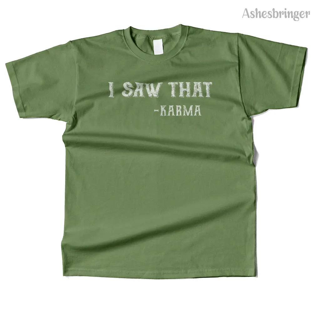 Mens Cotton Karma Is Watching Graphic High Quality T Shirt Street Casual Style Tee for Men and Women