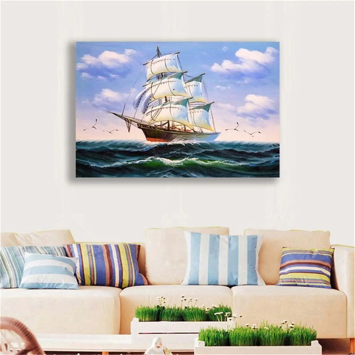 Sailboat Art Picture Print Silk Poster Home Wall Decor