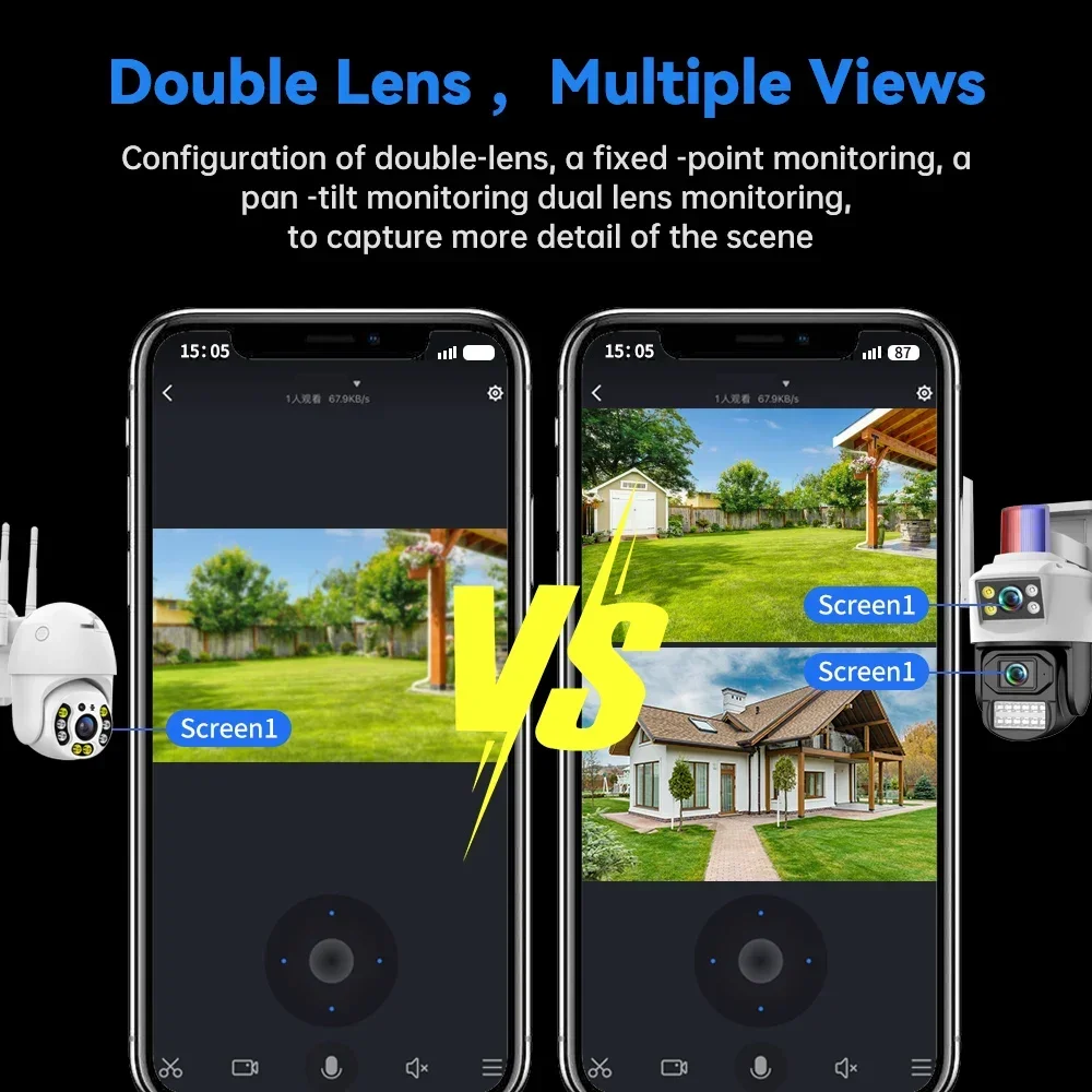 4K UHD Outdoor WiFi IP-camera Draadloos 8MP Dual Lens Dual Screen Automatische herkenning Tracking Waterdichte beveiligingscamera CCTV