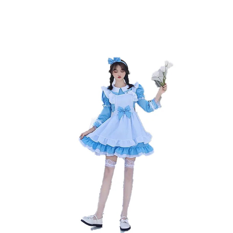 ชุดคอสเพลย์โลลิต้าแนวเจ้าหญิงน้อยน่ารักสไตล์นักเรียน แขนยาว ผ้าเนื้อนุ่ม สำหรับผู้หญิง แนวอลิซในแดนมหัศจรรย์
