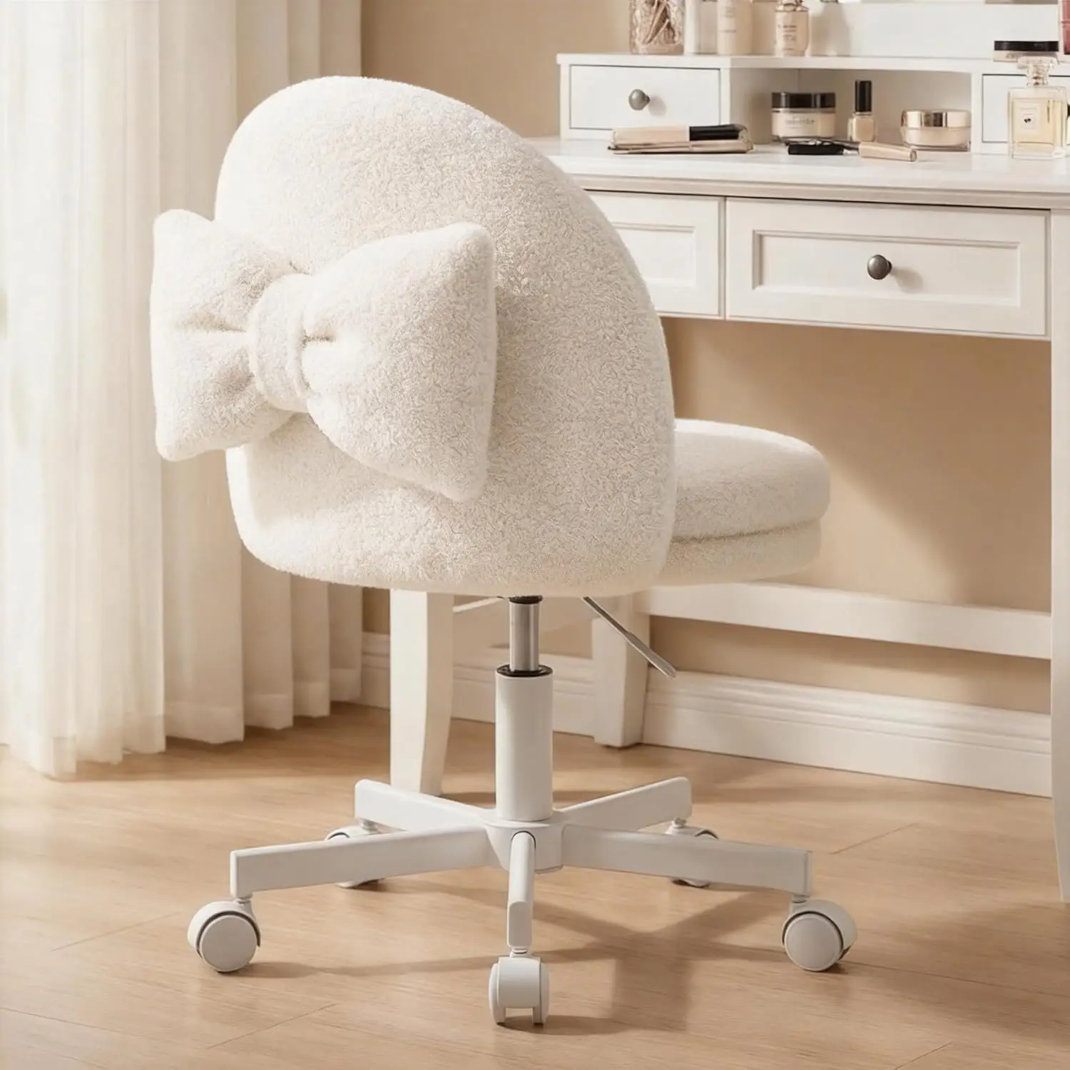 

Velvet Tall Office Chair with Wheels, Ergonomic Desk Chair for Home Office, Adjustable Height, Comfy Armless Design with Lumbar Pillow