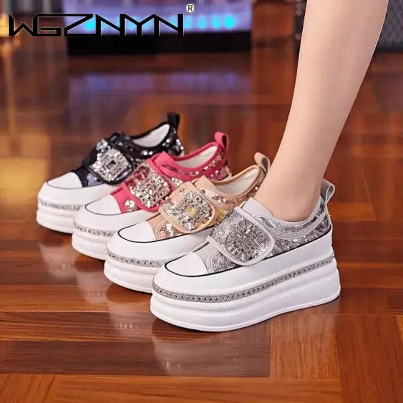 Fashion NEW Sequins Women Sneakers New Mesh Crystal Fashion Party Platform Women Shoes Thick Bottom Gladiator Sport Luxury Shoes