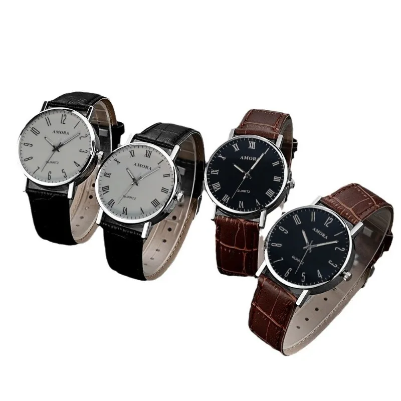 Reloj informal con esfera redonda, Relojes de pulsera de cuarzo con correa de cuero, Relojes de pulsera de negocios Para Hombre, Relojes de lujo Para Hombre