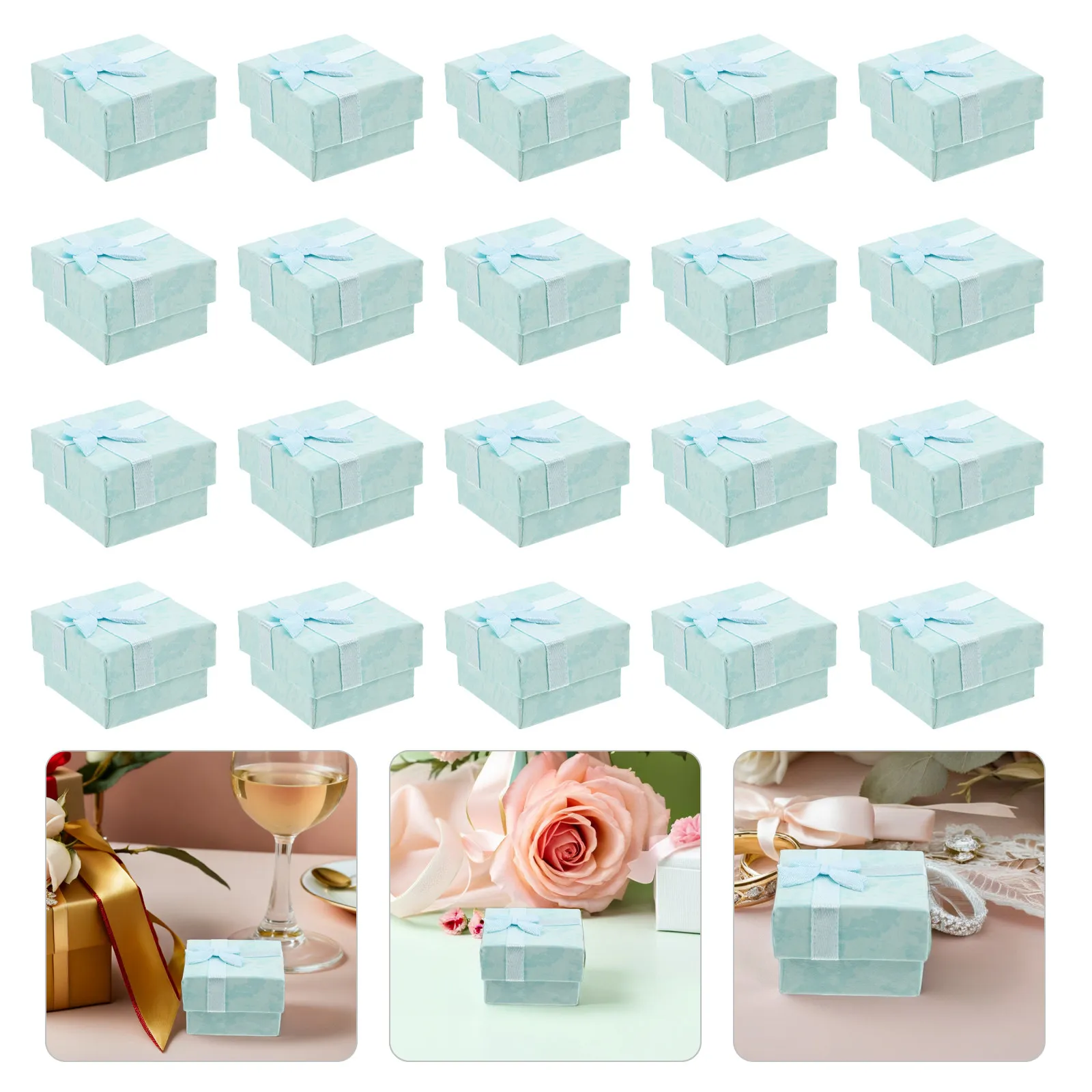 

25Pcs Small Jewelry Gift Box Premium Paper Earring Box with Ribbon Knot Interior Cushioning for Rings Bracelets Brooches Packing