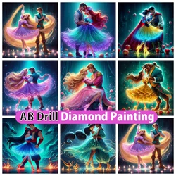 Disney Princesses and Princes 5D DIY AB Diamond Painting Cartoon Cross Stitch Art Mosaic Embroidery Home Decor Kids Gift