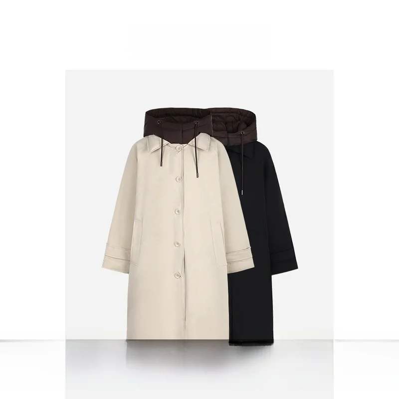 

Tee Goood Double-Sided Wear 90% White Du down Hooded Long Puffer Jaet Women's Thiened Winter Coat Casual Sle Pure C...