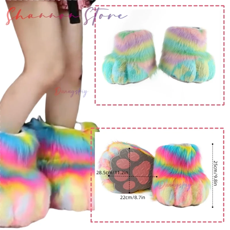 

Кукла-зверь, обувь, пушистая обувь для косплея, плюшевая красочная обувь с когтями, Comiket Kig, меховой костюм кигуруми, костюм для косплея на ногах животных