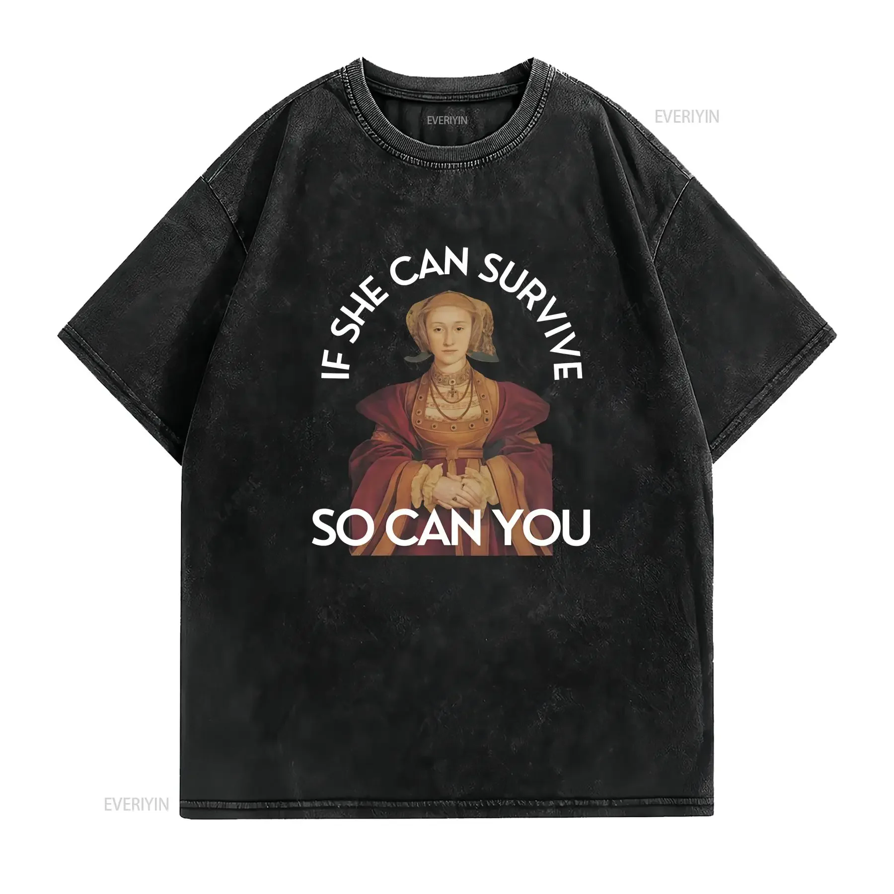 Henry VIII's Wives Funny History T Shirt Anne of Cleves British vintage Washed homme Stretched Breathable graphic Unisex