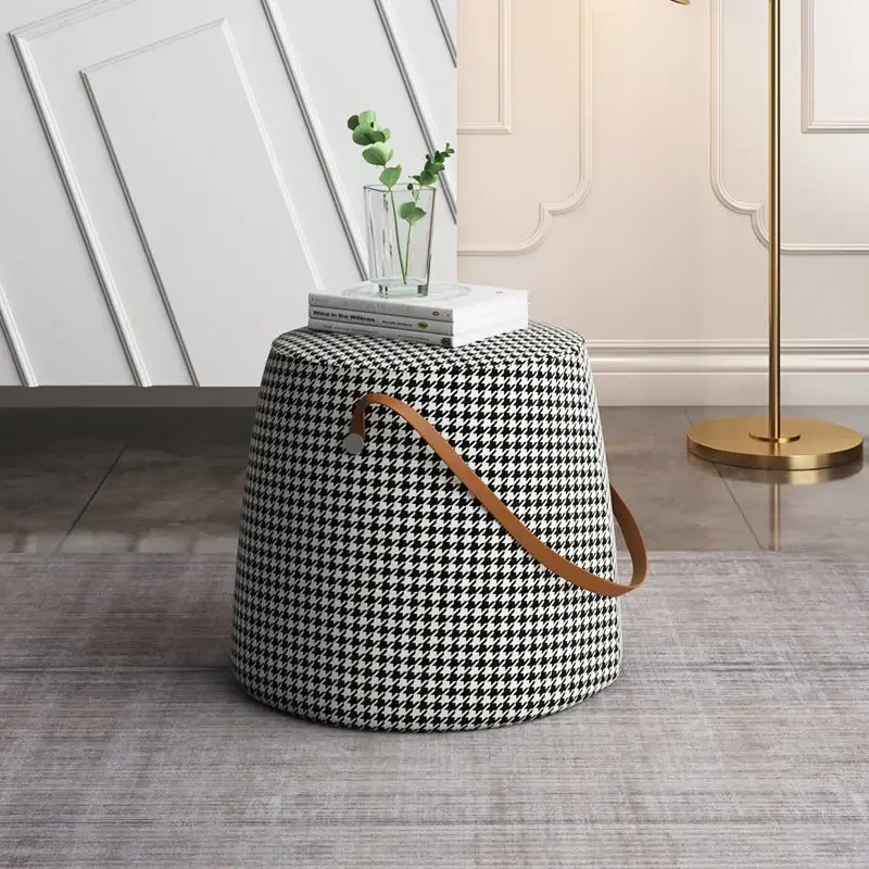 Nordic Household Small Stool Round Stool Living Room Fabric Sofa Footrest Shoe Changing Stools Hand-held Low Bench Footstool