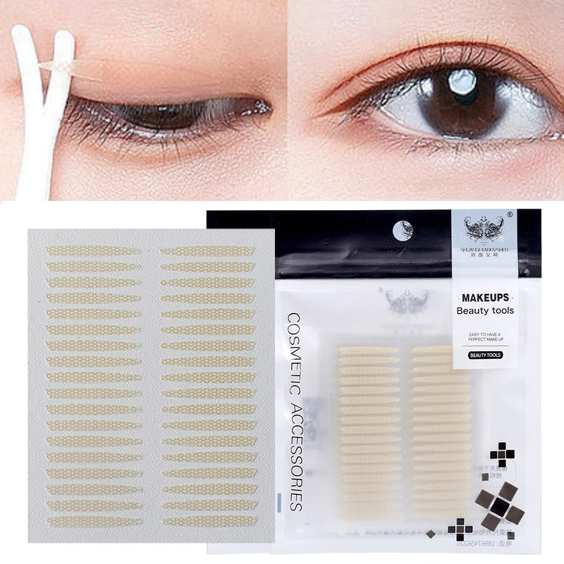 Augenlid-Aufkleber, Mesh, atmungsaktiv, natürliches Doppel-Augenlid-Klebeband, große Augen, hebt beige Streifen, nicht abfärbende, selbstklebende Doppel-Augen-Werkzeuge