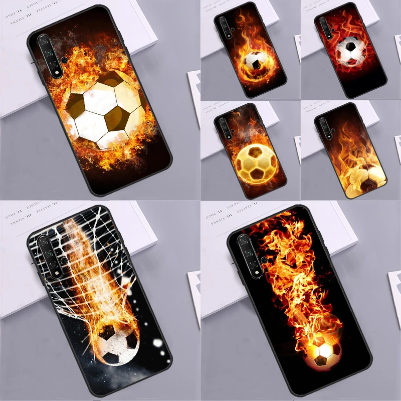 Fire Football Ball Soccer Case For Huawei Nova 11i 8i 3i 10 9 SE 5T Y60 Y61 Y70 Y90 P20 P40 P30 Lite P60 Mate 60 Pro