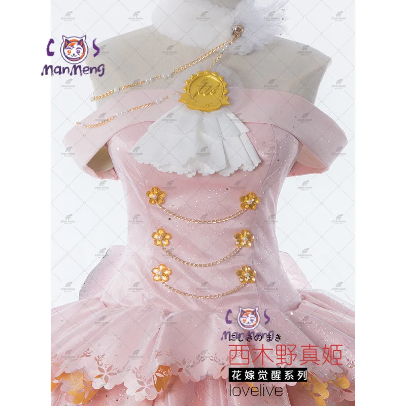 

Маки Нишикино Аниме LoveLive! Косплей Костюм Девушка Хэллоуин вечерние сладкое розовое свадебное платье отправил носки ожерелье полный комплект