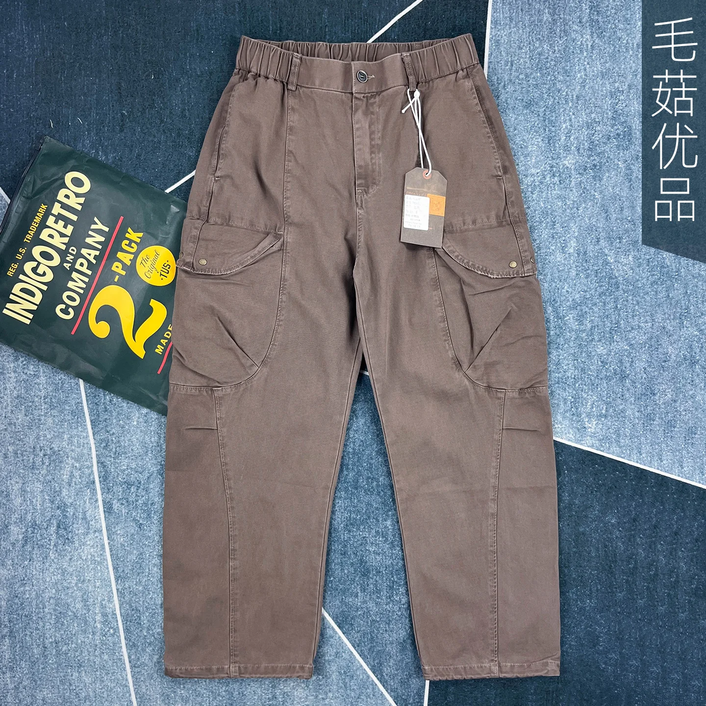 

Heavyweight Men's Autumn Thick 100% Cotton Cargo Pants with Multiple Pockets American-style Loose Straight-Leg Trousers