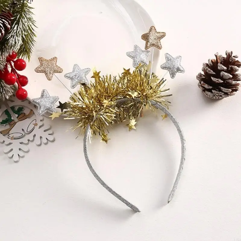 Star Blingbling Headband Christmas Headwear Christmas Party Photo Props Christmas Party Headwear Cosplay Accessories