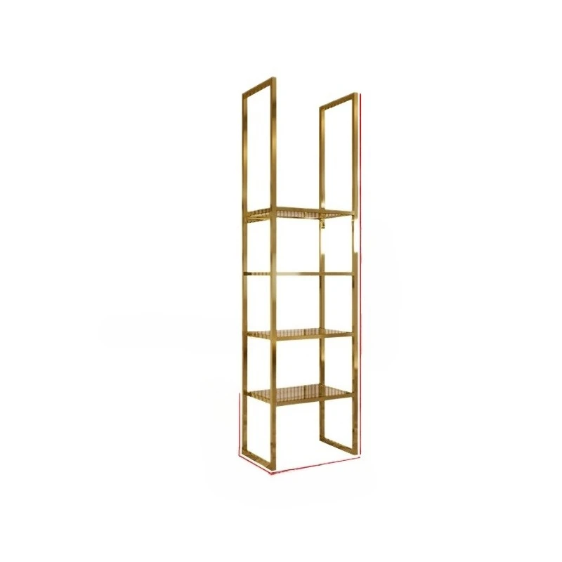 Retail Garment Shop Fittings Custom Metal Clothes Hanging Racks Gold Display Stand Clothing Display Rack for Boutique Store
