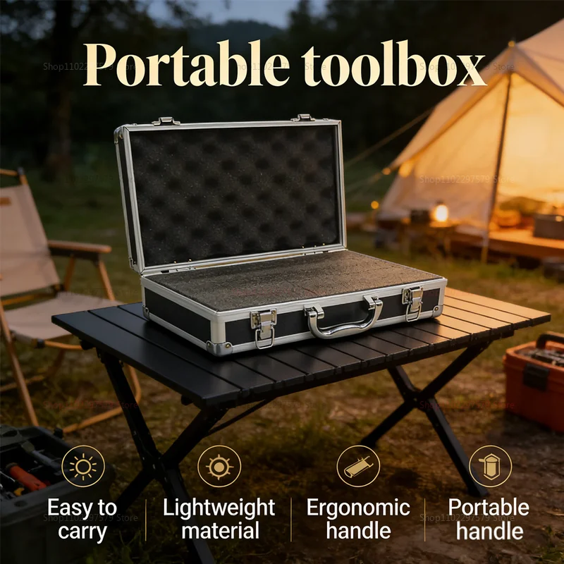 

Прочный алюминиевый ящик для инструментов с защитными замками, ударопрочной внешней отделкой и мягким внутренним покрытием для хранения профессионального инструментария и оборудования