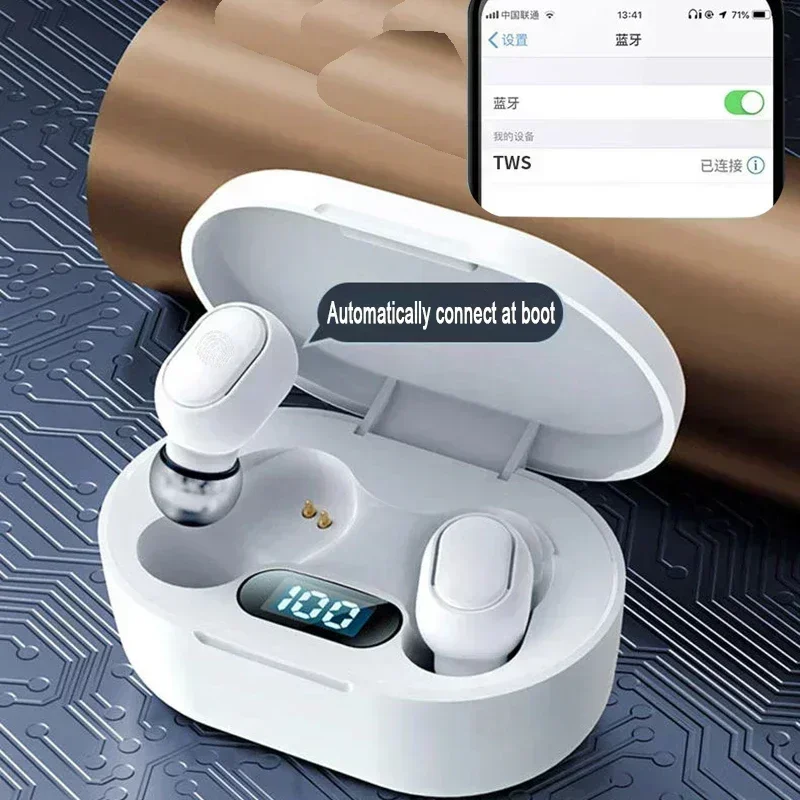 سماعة بلوتوث لاسلكية أصلية مع ميكروفون LED عرض سماعات أذن لهاتف iPhone Xiaomi TWS سماعات أذن بلوتوث