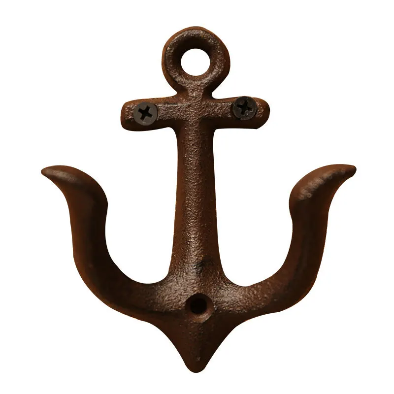 Minimalist Decor Coat Hook Cast Iron Anchor Double Hooks Decorative Key Holder Wall Hanger Bar Cafe Wall Decoration Accessories