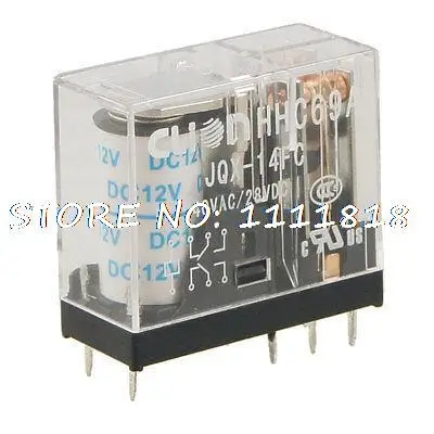 PCB Mount DC 12V Coil DPDT 8 Pins 2NO 2NC Power Relay HHC69A JQX-14FC